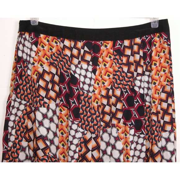 Trina Turk Womens Pleated Skirt size 8 Geometric Print Unlined Mid Calf Side Zip - Picture 9 of 11